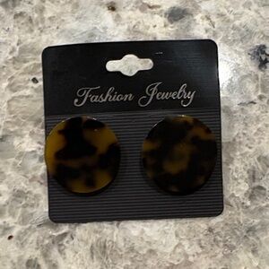 Fashion Jewelry Tortoiseshell Round Stud Earrings - Brown and Black